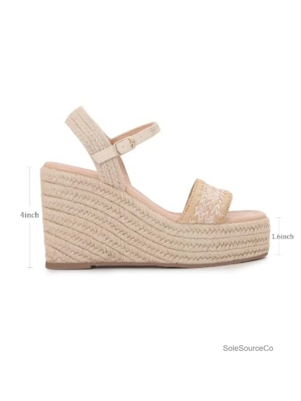Woven Raffia Espadrille Wedge Sandals Ankle Buckle Platform Summer Beach Casual